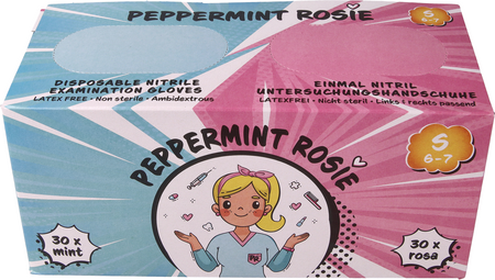 Nitrile examination gloves STYLE PEPPERMINT ROSSIE, powderfree (60 pcs box) S