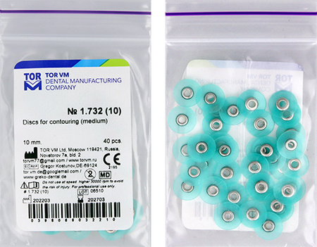 Krążki polerskie na standardową mandrelkę na rynku (op.40 szt.) 10 mm - zielone medium (1.732) - TOR VM